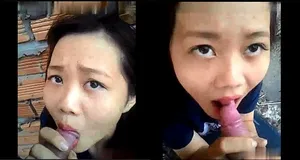 Cô bạn gái liếm thằng nhỏ ở vườn sau nhà